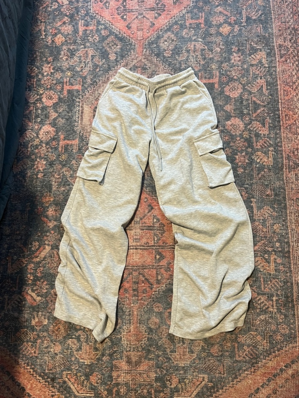 Light Gray Cargo Sweatpants - Drawstring Waist